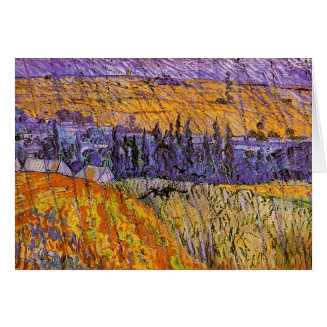Cartão Paisagem em Auvers, em Chuva, por Vincent van Gogh (Frente Horizontal)