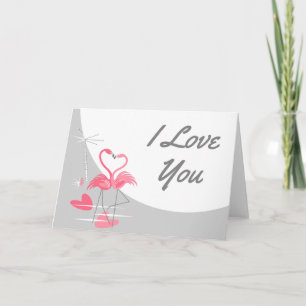 Cartão Paisagem Grande Lua Eu Te Amo Flamingo Amor