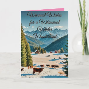 Cartão paisagem invernal deslumbrante com colinas coberta