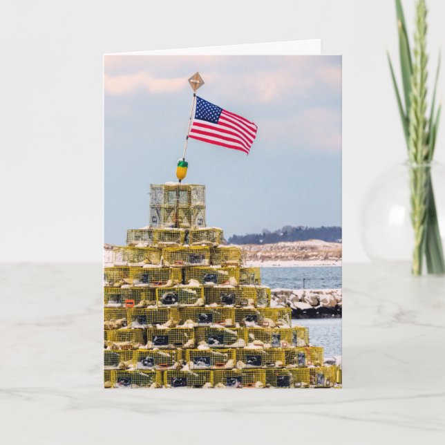 Cartão Paisagem marinha da árvore de armadilha de lagosta (Frente)