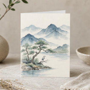 Cartão Paisagem Minimalista de Aquarela Pacífica da Natur