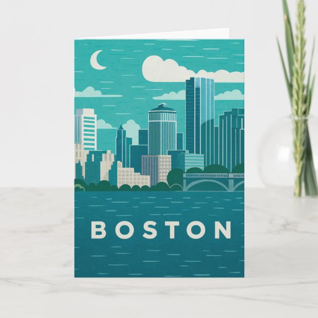 Cartão Paisagem Noturna da Cidade de Massachusetts | Cida (Frente)