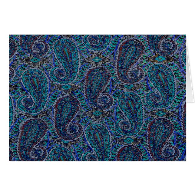 Cartão Paisley Azul Indiano Boho Clássico Vintage (Frente Horizontal)