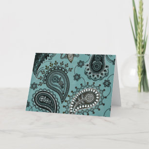Cartão paisley azul-teal escuro