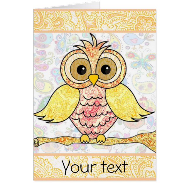 Cartão paisley owl greeting card (Frente)