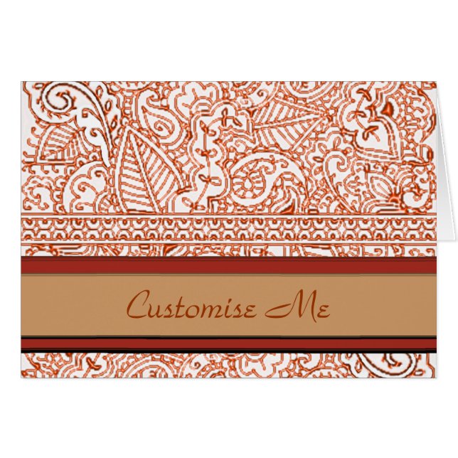 Cartão Paisley Passion - Orange (Henna) (Frente Horizontal)