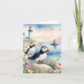 Cartão Paixões pelo mar - Flores do oceano e Farol