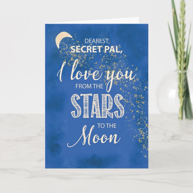Cartão Pal Secreto, Amor das Estrelas ao Céu Luar Noturno (Frente)