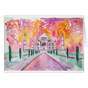 Cartão Palácio de India no por do sol