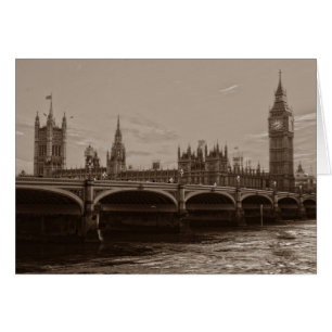 Cartão Palácio de Torre de Sepia Big Ben Westminster