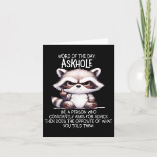 Cartão Palavra Do Dia Askhole Uma Pessoa Que Constantemen