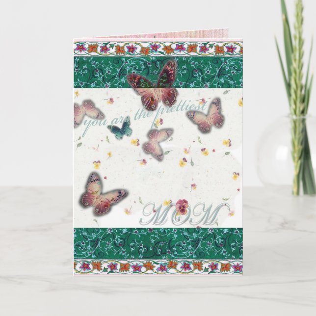 Cartão Palavras Adorantes Dia de as mães Borboleta Orient (Frente)