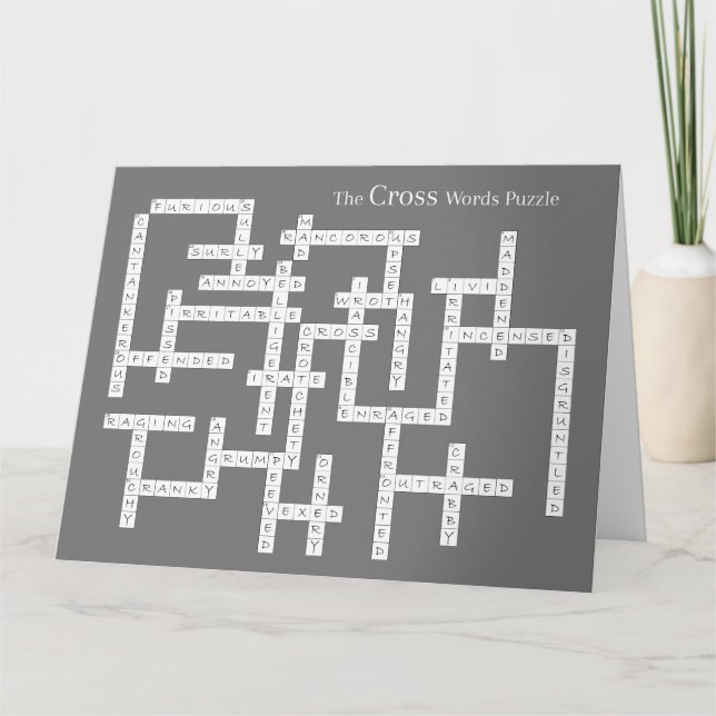 Cartão Palavras cruzadas Quebra-cabeça Semântica Cinza Hu (Frente)