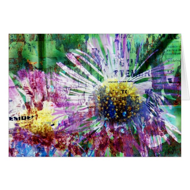 Cartão Palavras Daisy Rosa Grunge Vazio (Frente Horizontal)