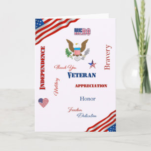 Cartão Palavras Patrióticas Para Veteranos Americanos