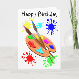 Cartão Paleta de Artista Feliz Aniversário 