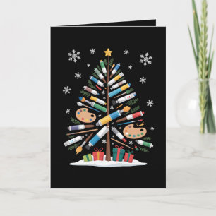 Cartão Paleta de Pincel de Pintura de Árvore de Natal Art
