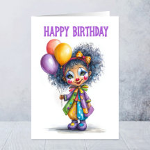 Palhaça de Circo Menina Segurando Balões de Aniver
