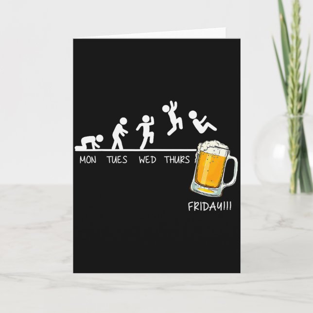 Cartão Palito Engraçado Pulando Cerveja Dias Da Semana Se (Frente)