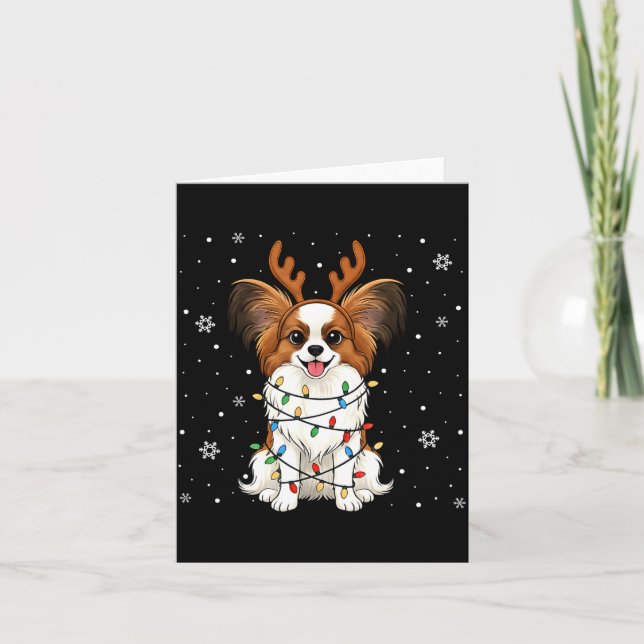 Cartão Pallon Dog Christmas Lights Reindeer Funny Xmas Do (Frente)