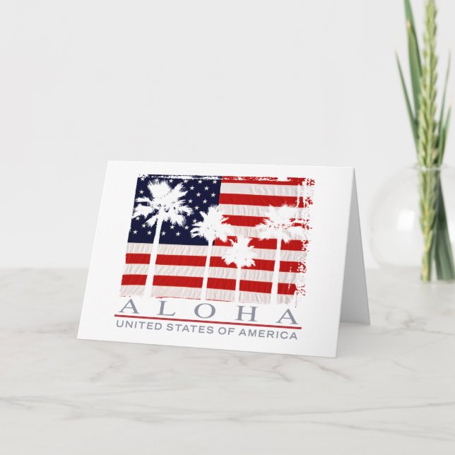 Cartão Palm Flag USA Independence Day Greeting Cards (Frente)