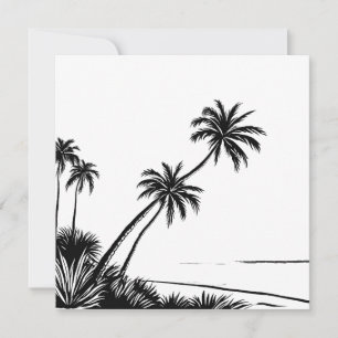 Cartão Palm Tree Black & White Beach Coastal