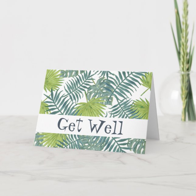 Cartão Palm Tree Fronds Pintando Havaiano (Frente)