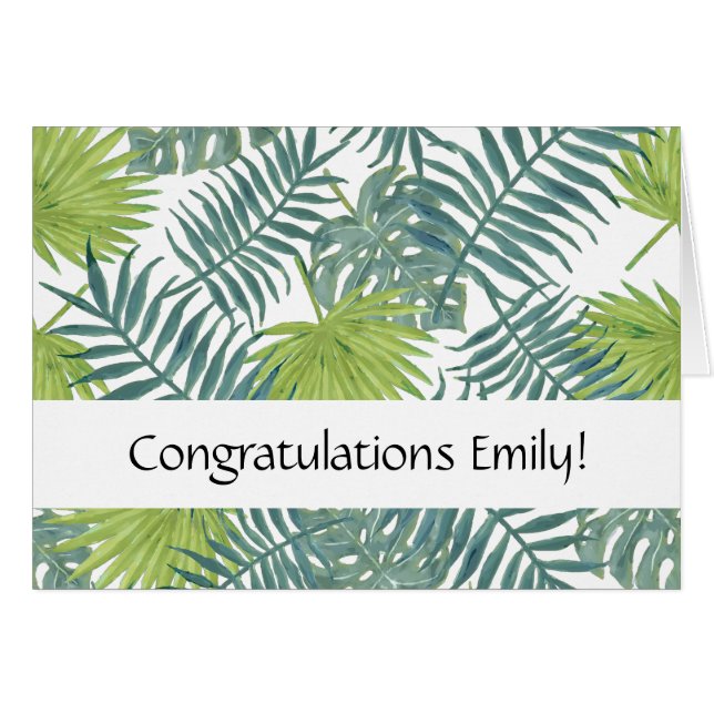 Cartão Palm Tree Fronds Pintando Havaiano (Frente Horizontal)