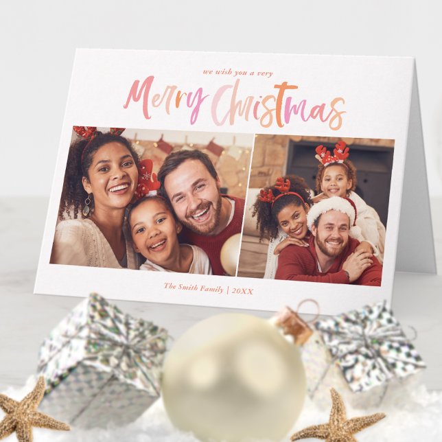 Cartão Palm Tree Tropical Natal 2 Foto dobrada (Criador carregado)