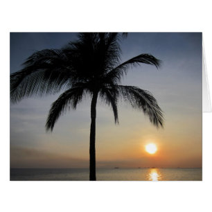 Cartão palma do pôr do sol grande