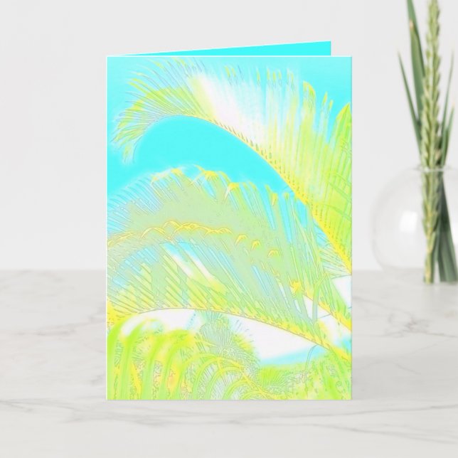 Cartão Palmeira aquícola do Havaí com aquarela (Frente)