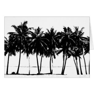 Cartão Palmeiras brancas pretas Silhouette