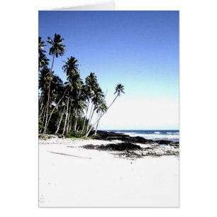 Cartão Palmeiras exóticas e praia paraísa
