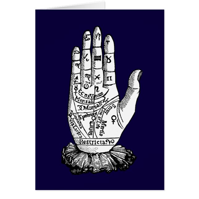 Cartão Palmistry Chart, 1885 (Frente)