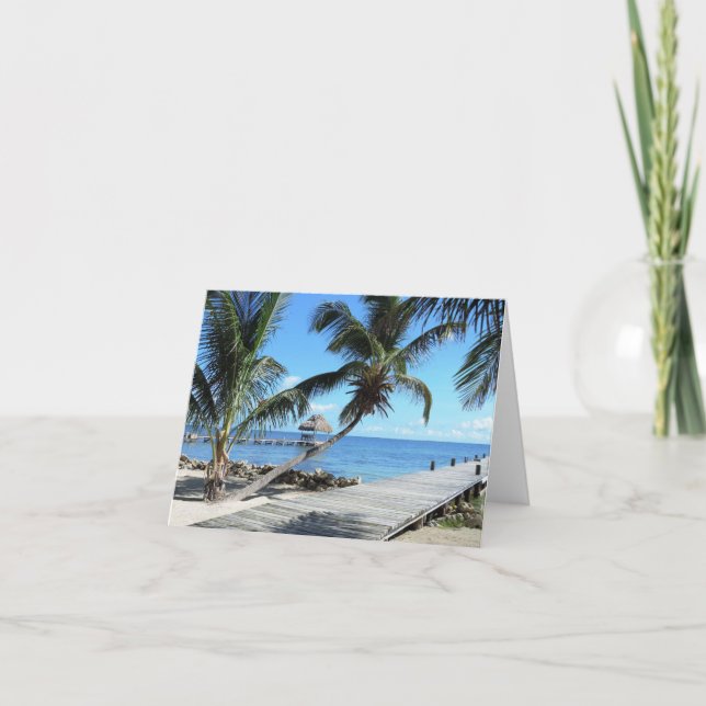 Cartão Palms and Pier in Belize (Frente)