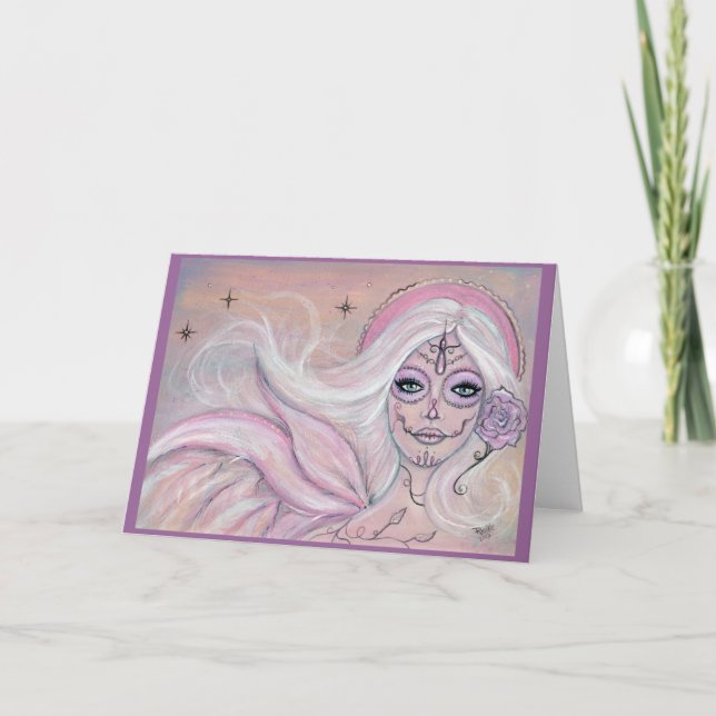 Cartão Paloma pink Day of the dead greeting card By Renee (Frente)