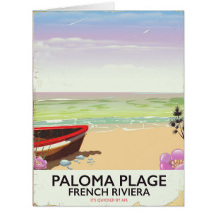 Cartão Paloma Plage, poster de viagens francês da Rivier