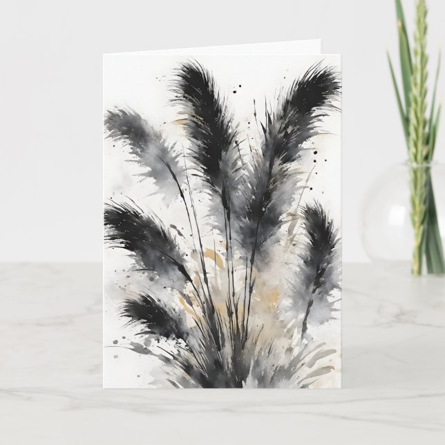 Cartão Pampas Grass - Watercolor flowers (Frente)