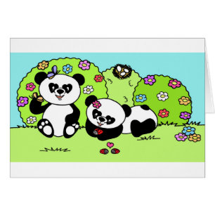 Cartão panda and butterfly