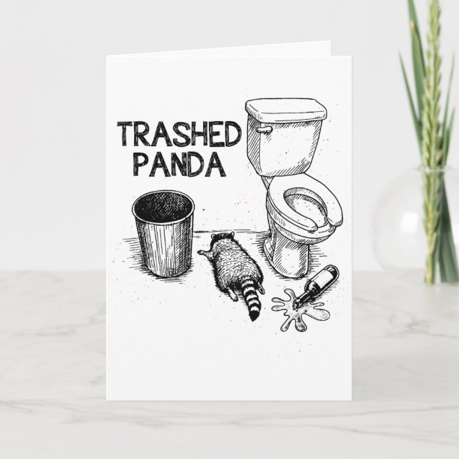 Cartão Panda Arrasado Macaco Bêbado Engraçado  (Frente)