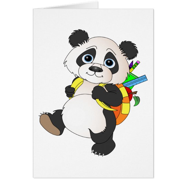 Cartão Panda Bear com mochila (Frente)