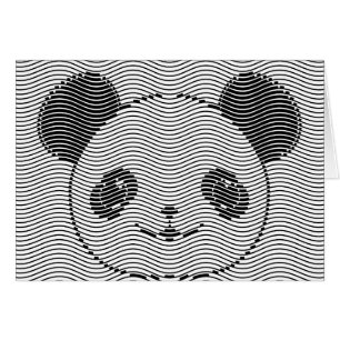 Cartão Panda Bear Face On Wave Patterno