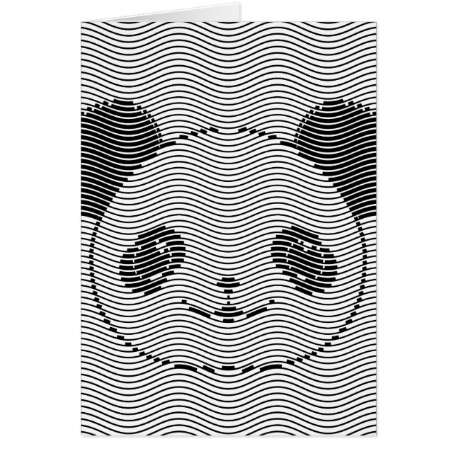 Cartão Panda Bear Face On Wave Patterno (Frente)
