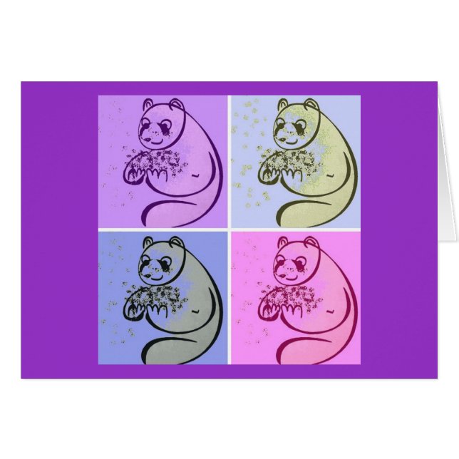 Cartão Panda Bears Pop Art (Frente Horizontal)