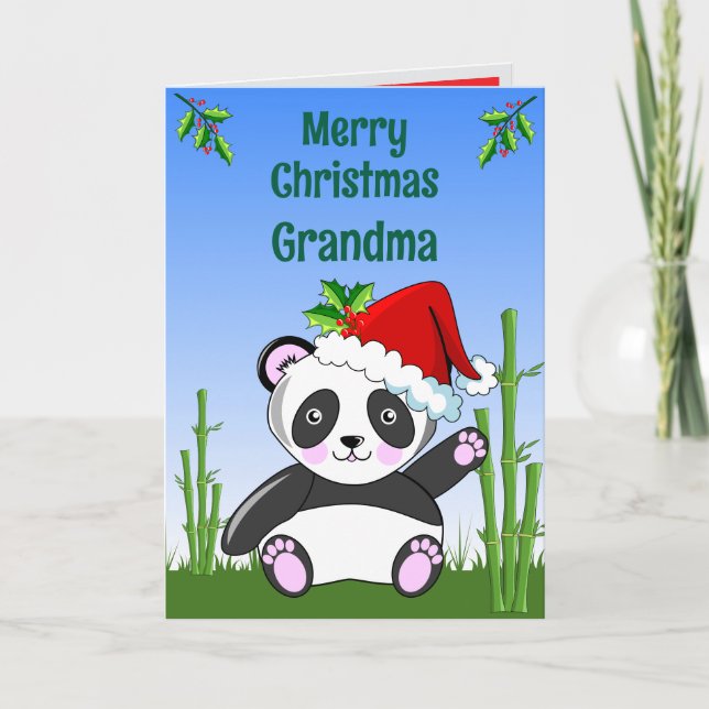 Cartão Panda Christmas Folded Greeting Card (Frente)