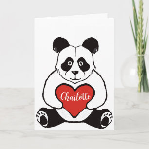 Cartão Panda com aniversário de coração