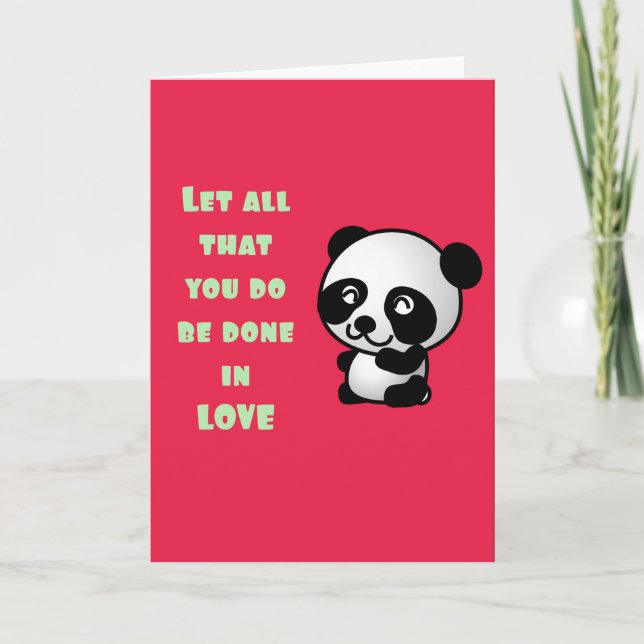 Cartão Panda com citação de amor inspiracional (Frente)