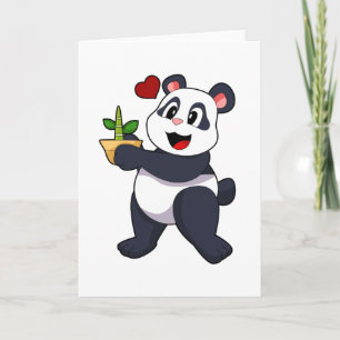 Cartão Panda com Flor de Bambu
