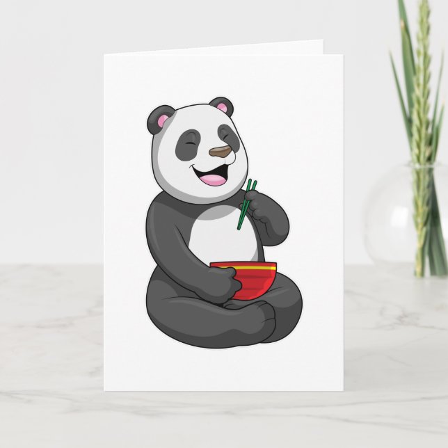 Cartão Panda com Tigela de Ramen (Frente)