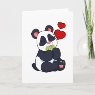 Cartão Panda comendo folhas